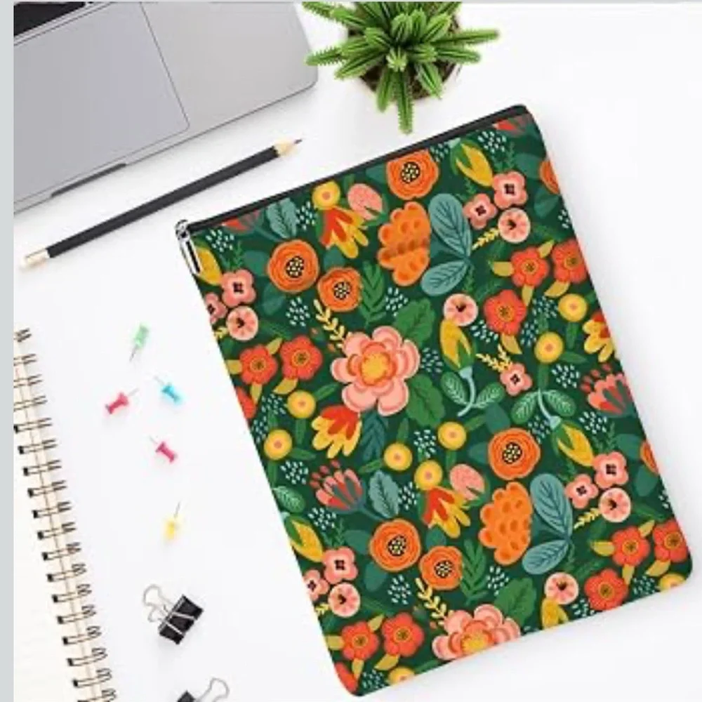 Floral Zippered Tablet or Book Pouch